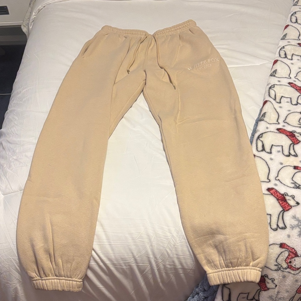 White Fox Beige Sweatpants
